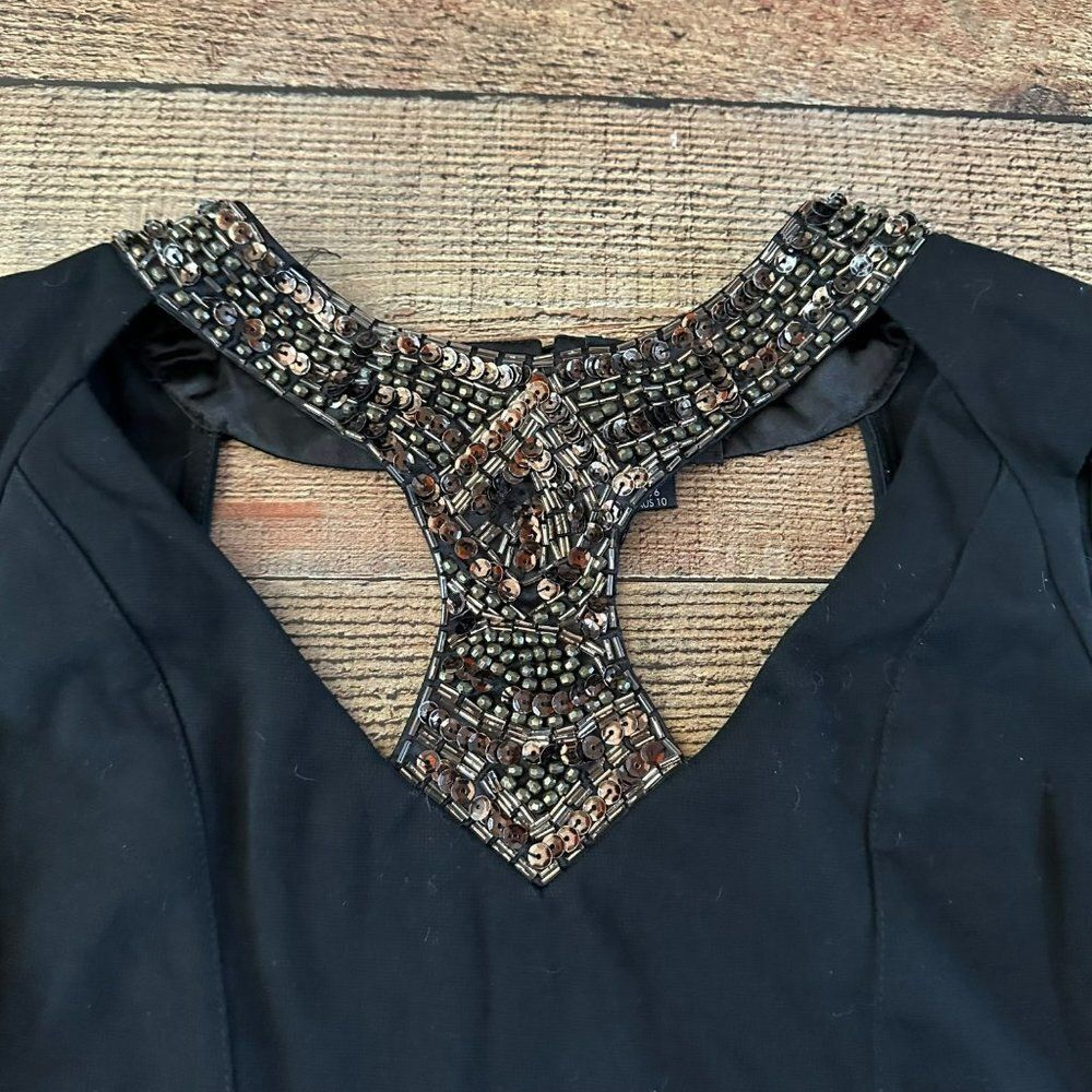 Little Mistress London Black racer back with brown bead embellishment women's 6 - Picture 10 of 11